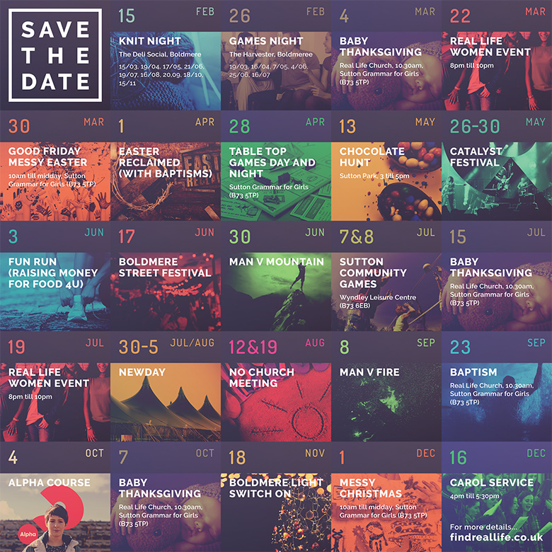 Church Leaflet Design: Real Life Church – Save the Date